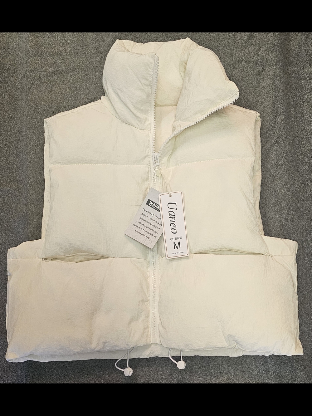 Women's Cream Puffer Vest - Medium